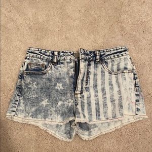 American flag denim shorts